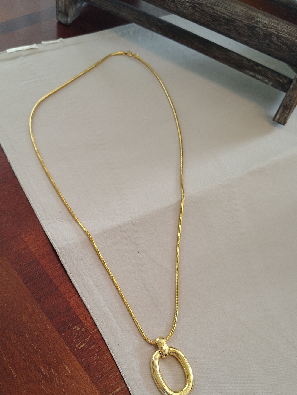 Gold Oval Pendant Necklace - Women Jewelry
